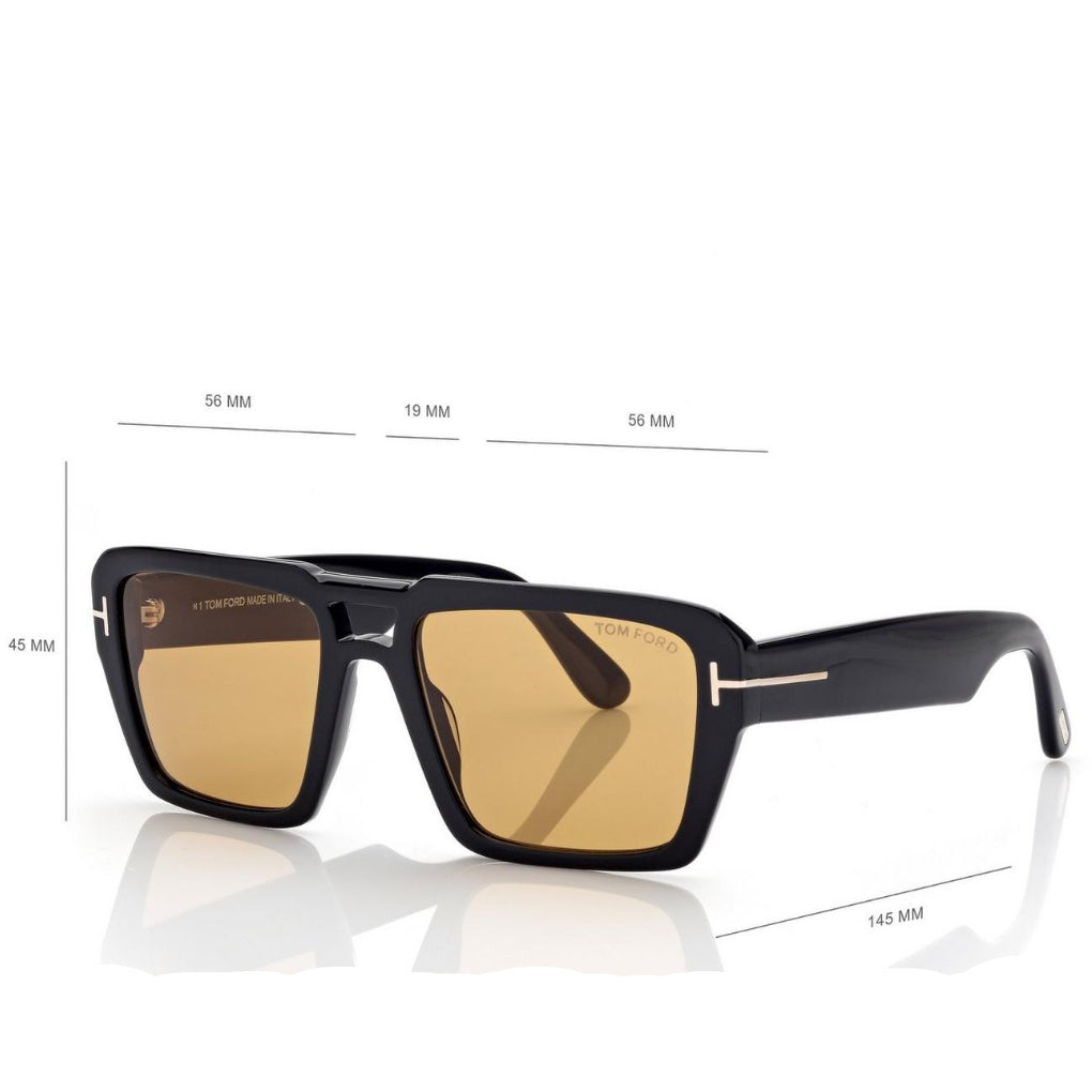 Tom Ford Men Sqaure Frame Soft Black Sunglasses