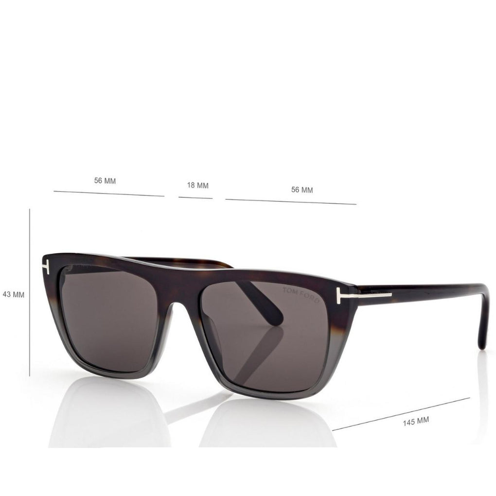 Tom Ford Women Rectangular Frame Coloured Havana Sunglasses