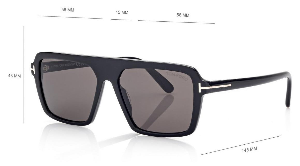 Tom Ford Women Pilot Frame Shiny Black Sunglasses