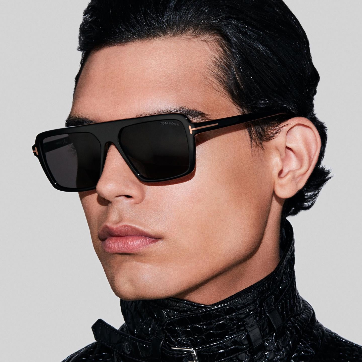 Tom Ford Men Pilot Frame Natural Black Sunglasses