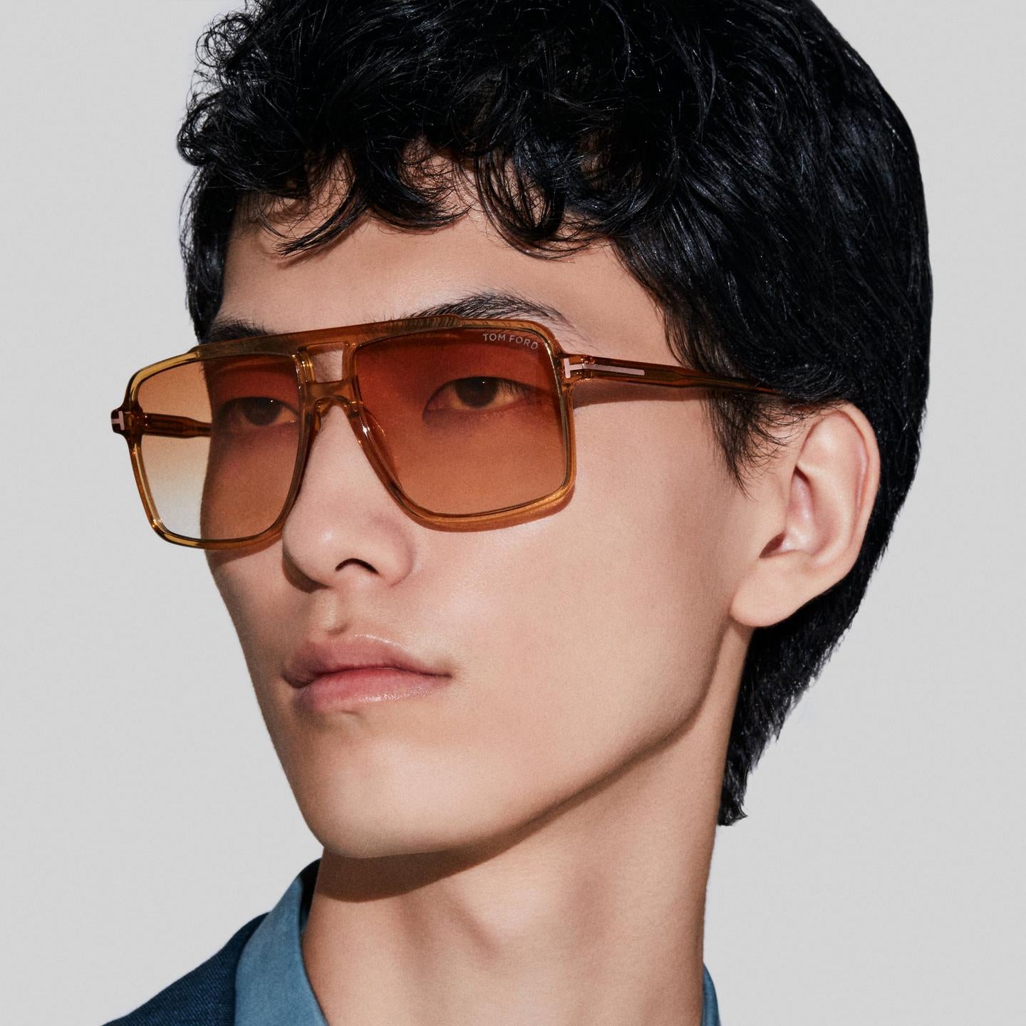Tom Ford Men Navigator Frame Shiny Yellow Sunglasse