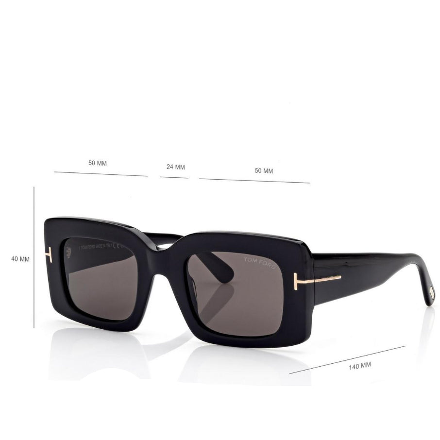 Tom Ford Women Square Frame Storm Black Sunglasses