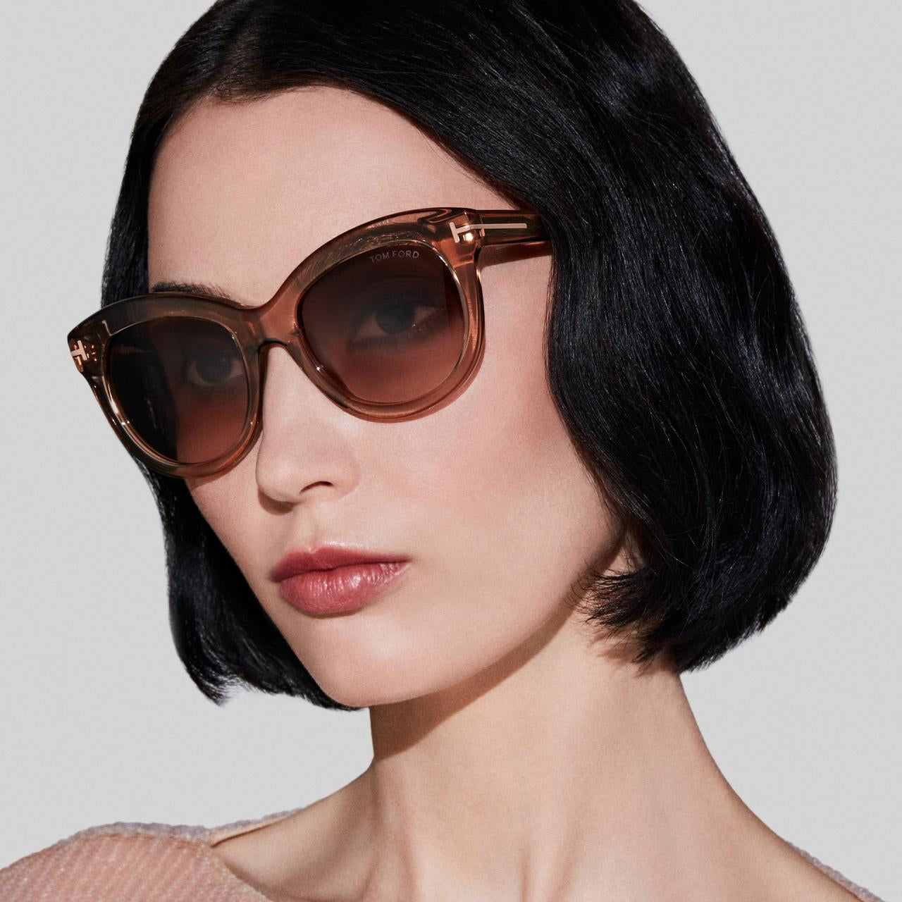 Tom Ford Women Cat-Eye Frame Light Brown Sunglasses