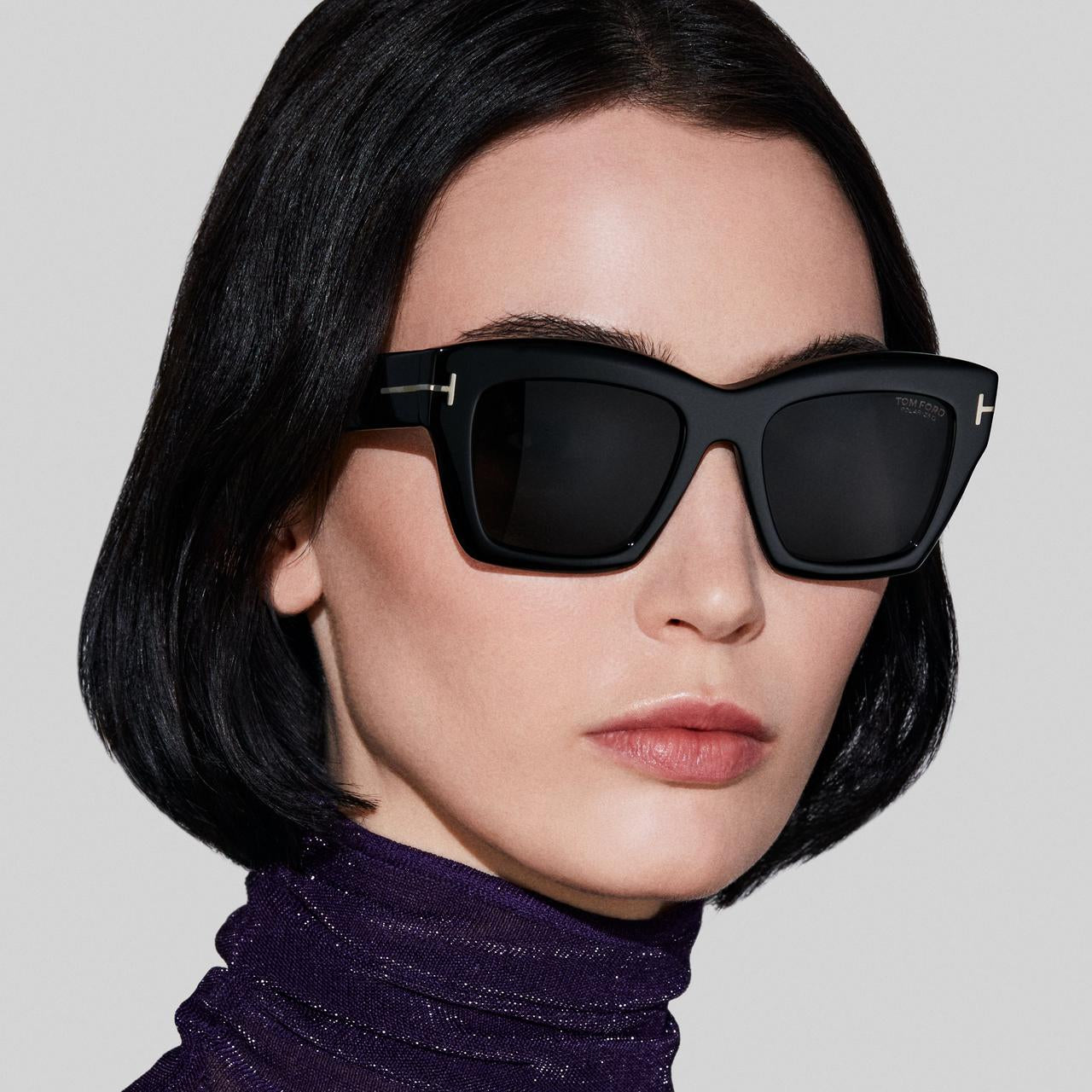 Tom Ford Women Butterfly Frame Black Sunglasses