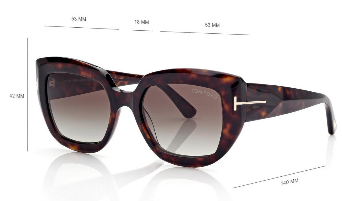 Tom Ford Women Butterfly Frame Dark Havana Sunglasses