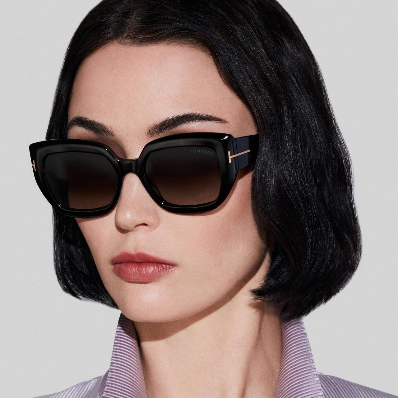 Tom Ford Women Butterfly Frame Dark Havana Sunglasses
