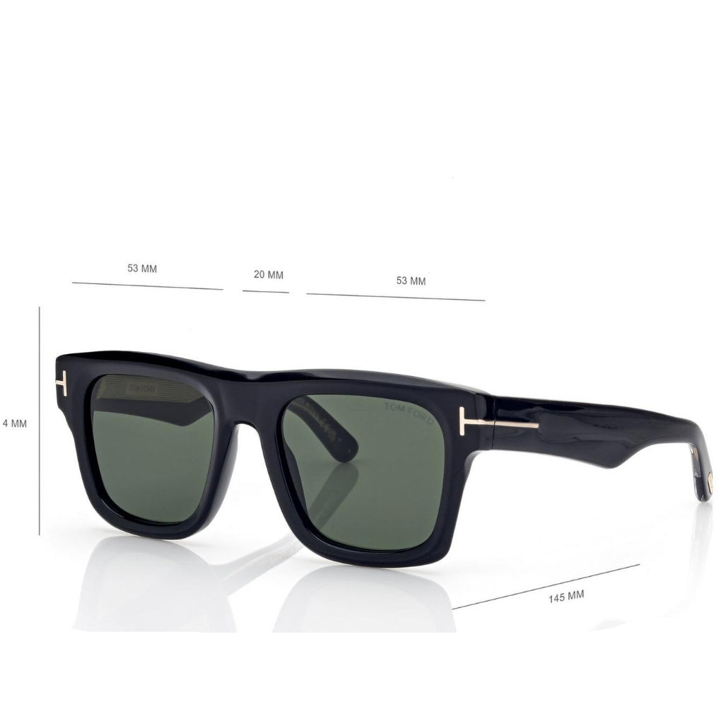 Tom Ford Men Sqaure Frame Shiny Natural Black Sunglasses