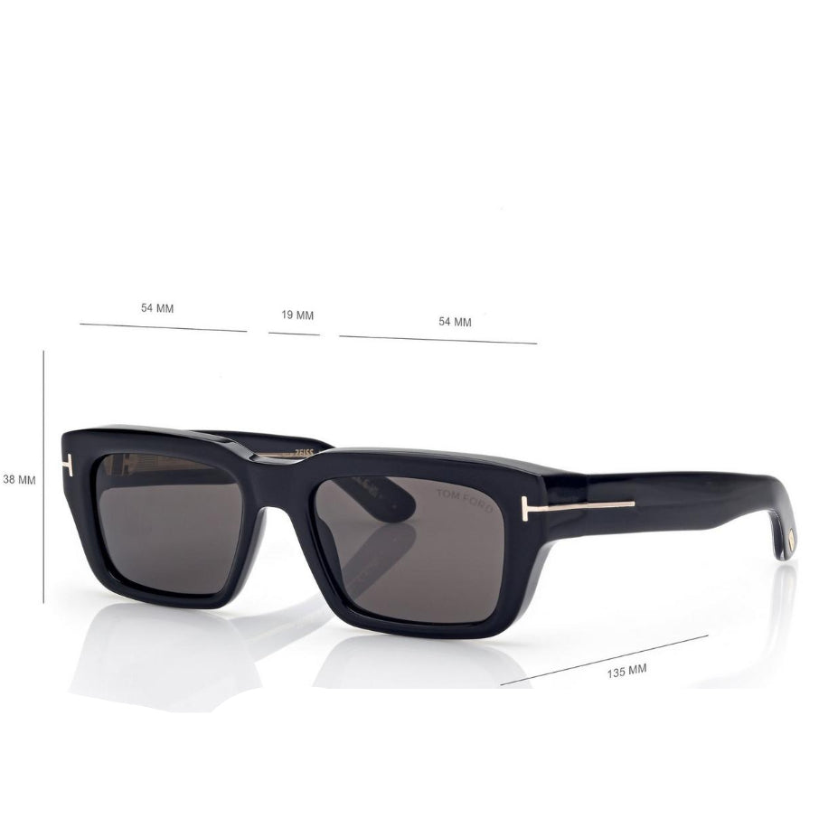 Tom Ford Women Rectangule Frame Coil Black Sunglasses