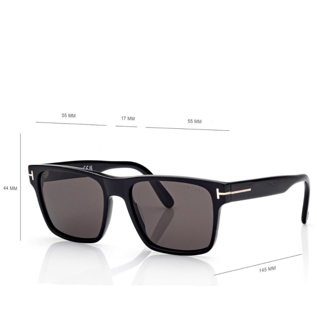 Tom Ford Men Sqaure Frame Shiny Black Sunglasses