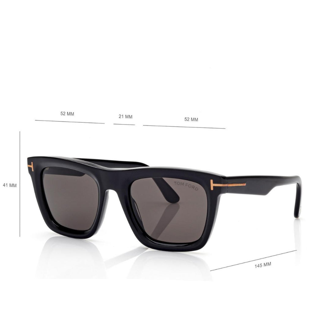 Tom Ford Men Square Frame Smoke Black Sunglasses