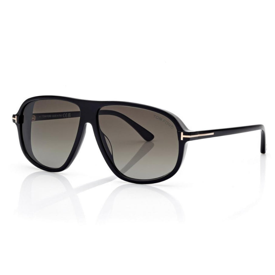 Tom Ford Women Pilot Frame Shine Black Sunglasses