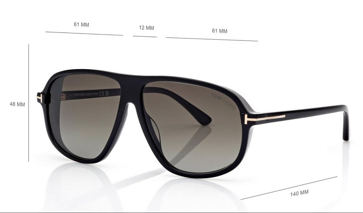 Tom Ford Women Pilot Frame Shine Black Sunglasses