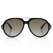 Tom Ford Women Round Frame Shiny Black Sunglasses