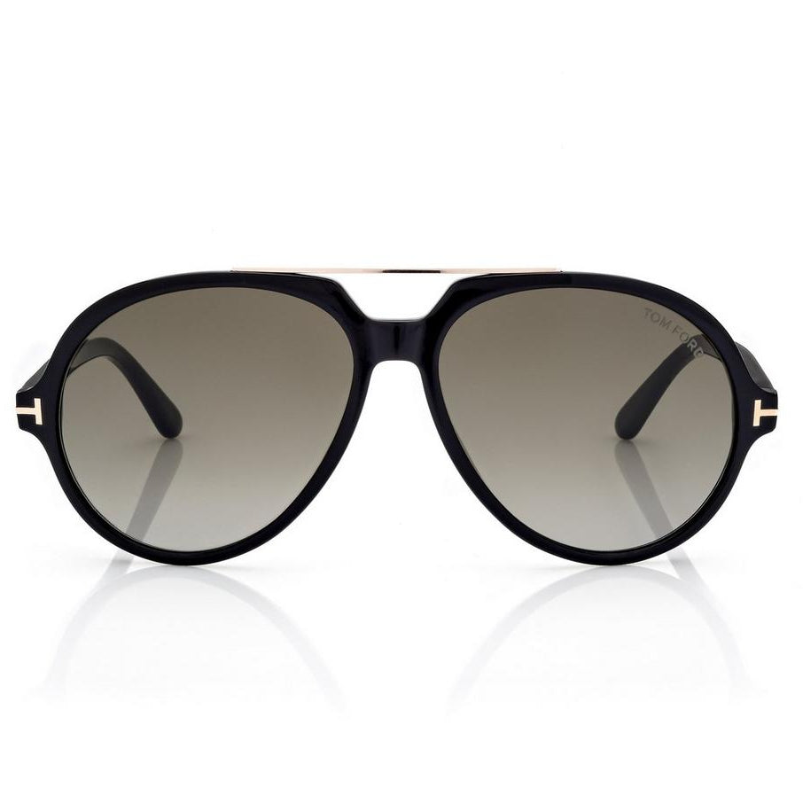 Tom Ford Women Round Frame Shiny Black Sunglasses