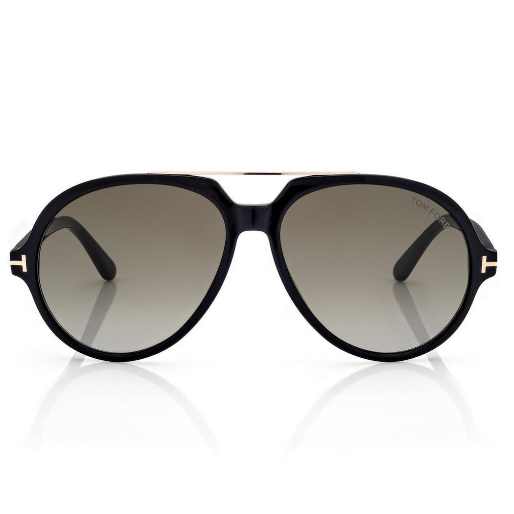 Tom Ford Men Pilot Frame Shiny Smoky Black Sunglasse
