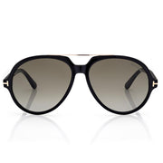 Tom Ford Men Pilot Frame Shiny Smoky Black Sunglasse