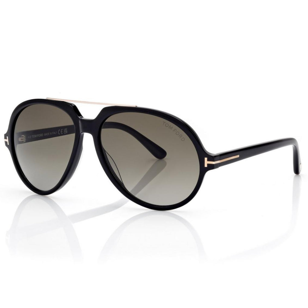 Tom Ford Men Pilot Frame Matt Shiny Black Sunglasse