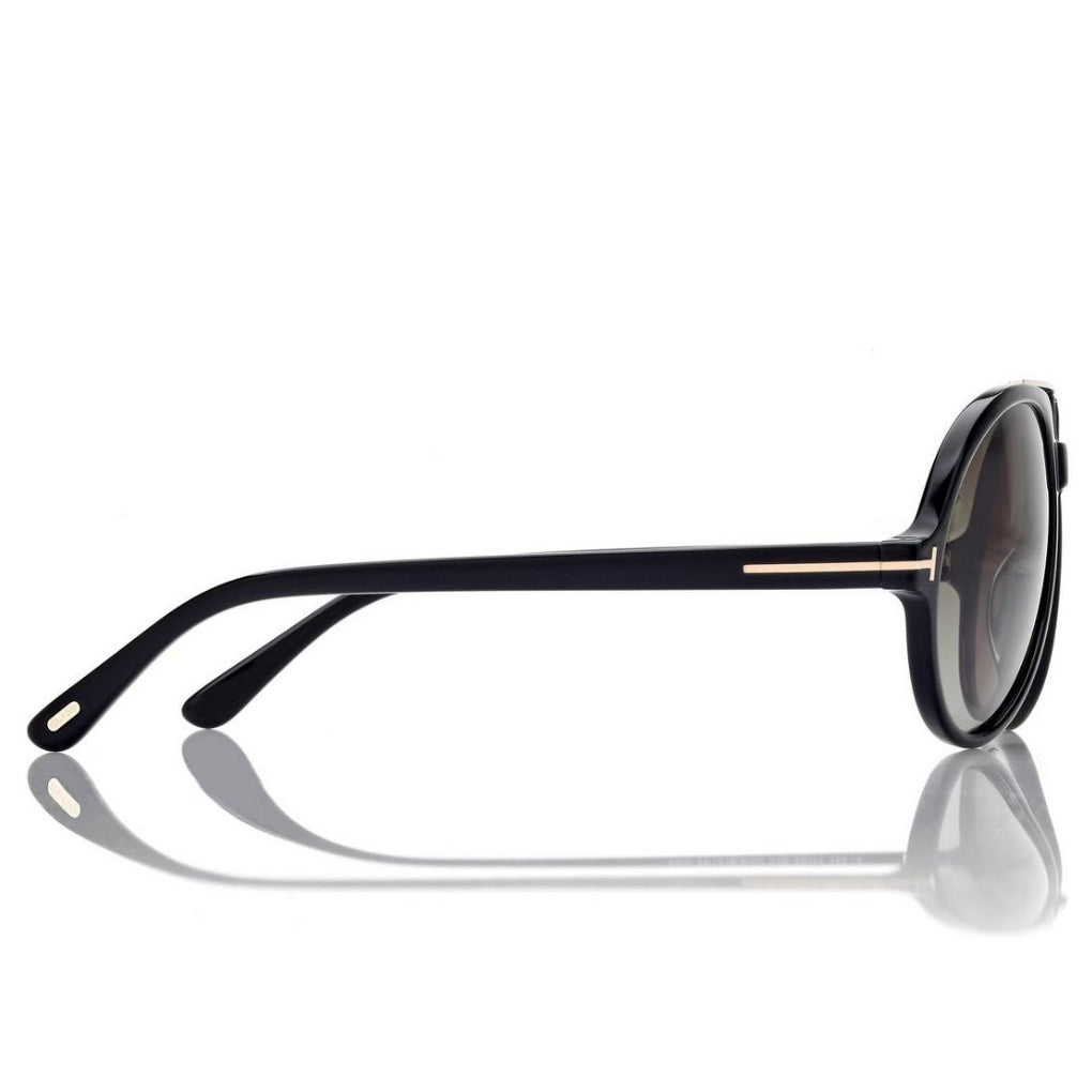 Tom Ford Men Pilot Frame Shiny Smoky Black Sunglasse