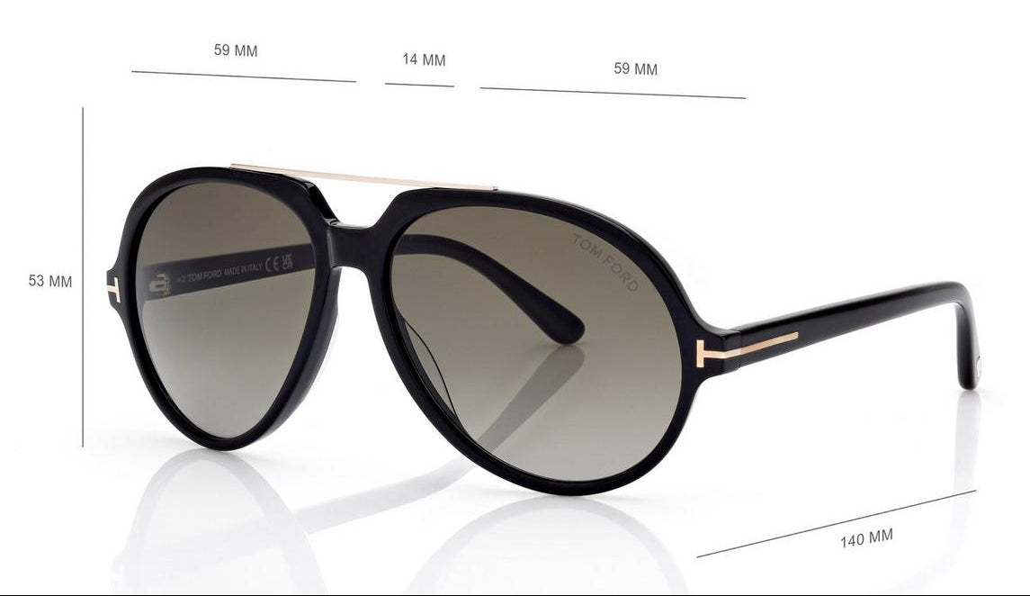 Tom Ford Women Round Frame Shiny Black Sunglasses