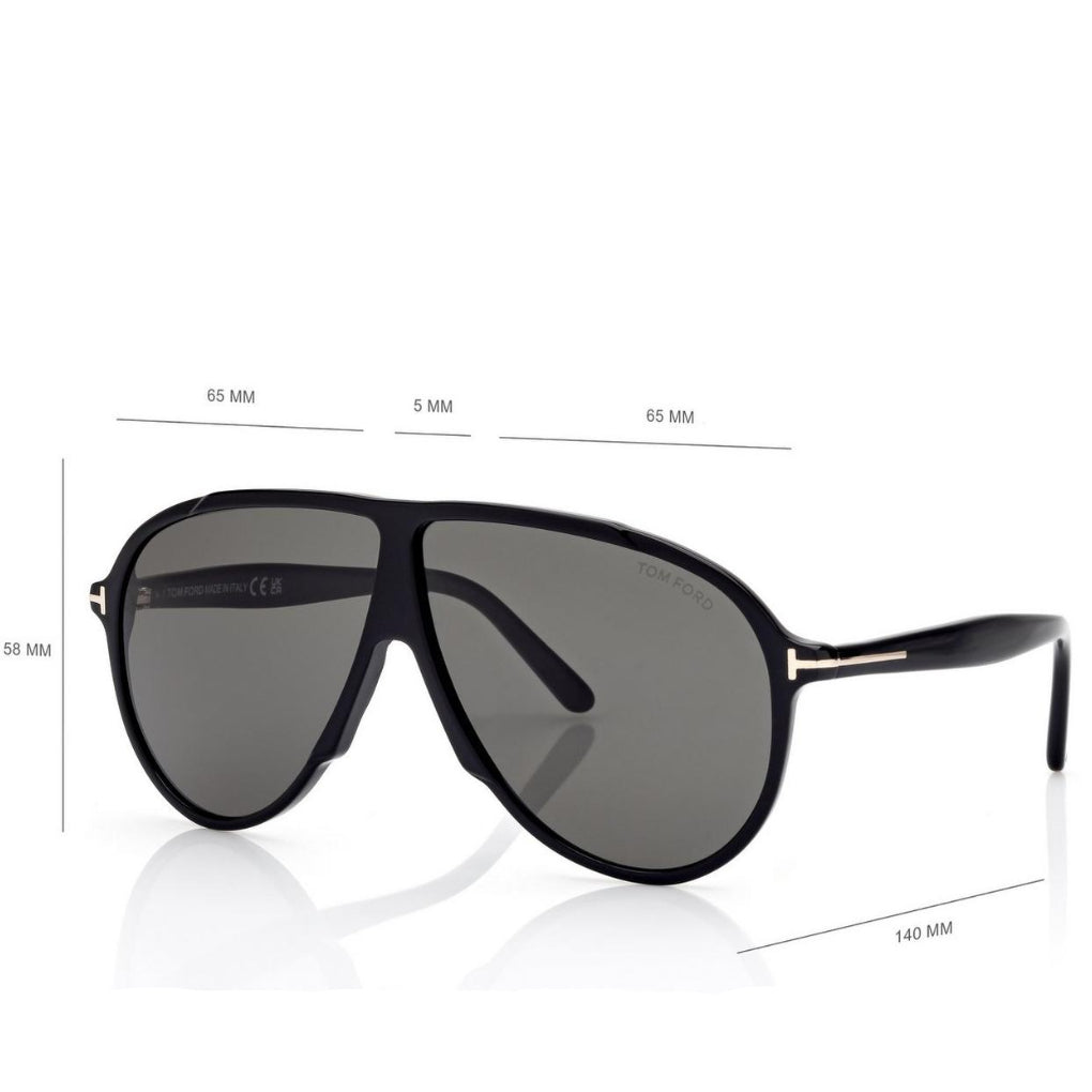 Tom Ford Men Mask Frame Shiny Matte Black Sunglasses