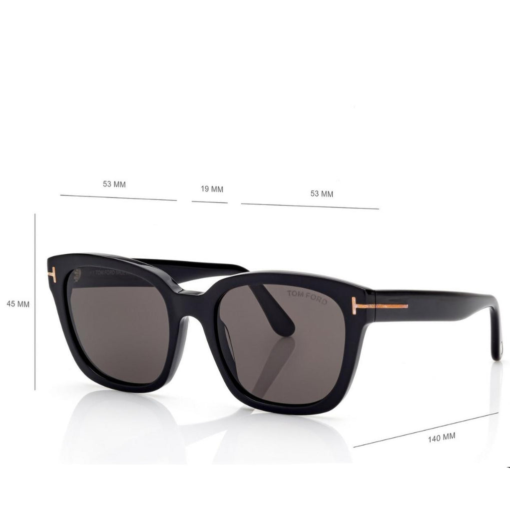 Tom Ford Men Sqaure Frame Shiny Deep Black Sunglasses