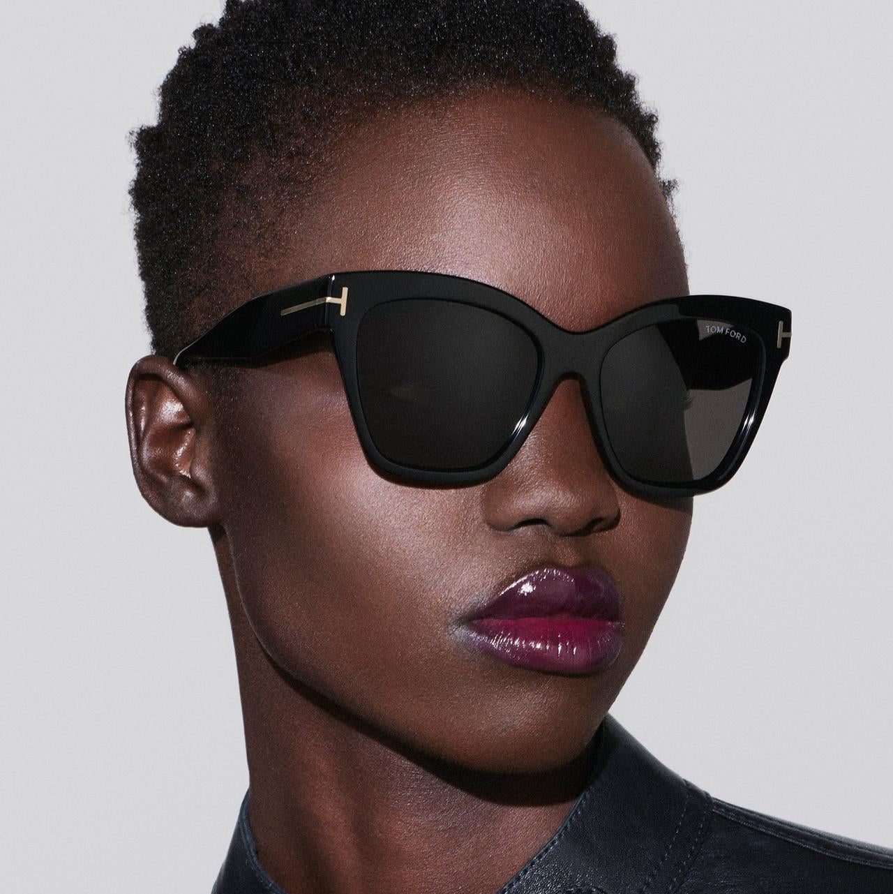 Tom Ford Women Butterfly  Frame Lava Black Sunglasses