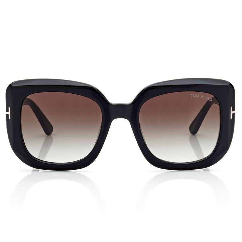 Tom Ford Women Square Frame Opaque Black Sunglasses