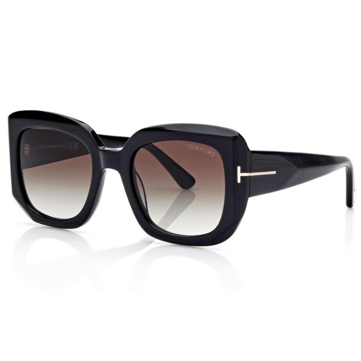Tom Ford Women Square Frame Opaque Black Sunglasses