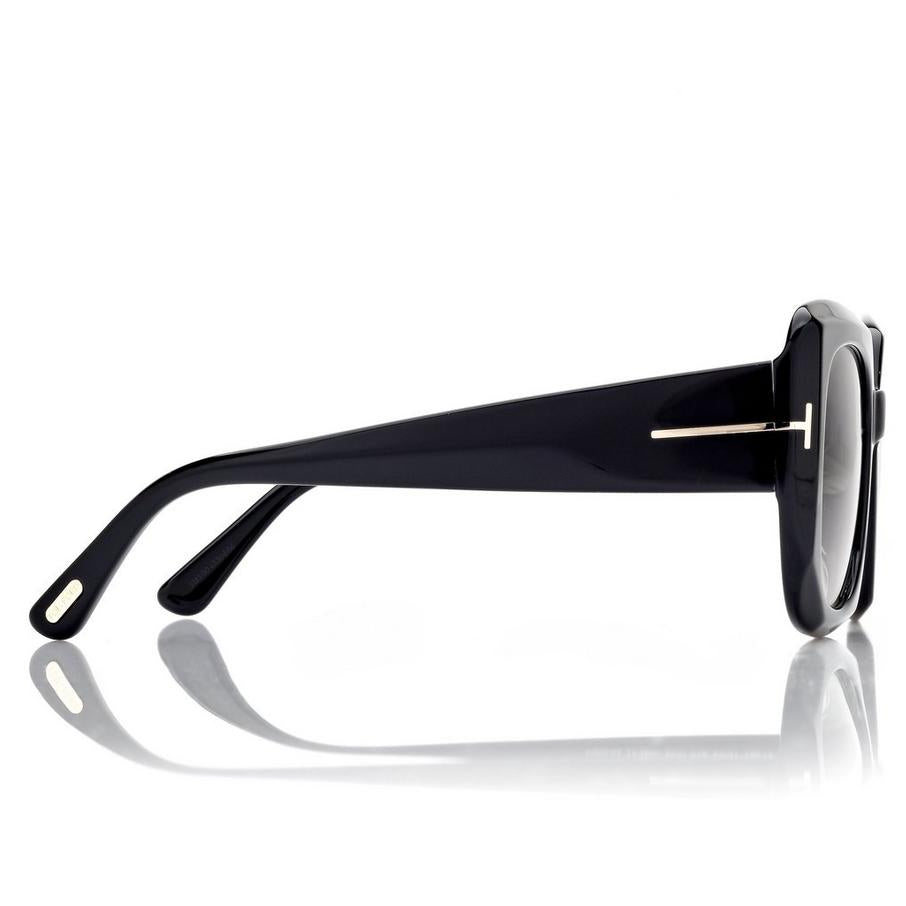 Tom Ford Women Square Frame Opaque Black Sunglasses