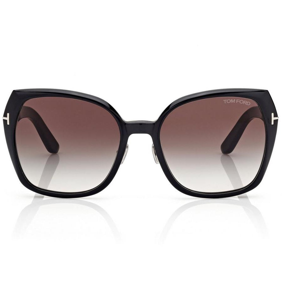 Tom Ford Women Cat Eye Frame Pure Black Sunglasses
