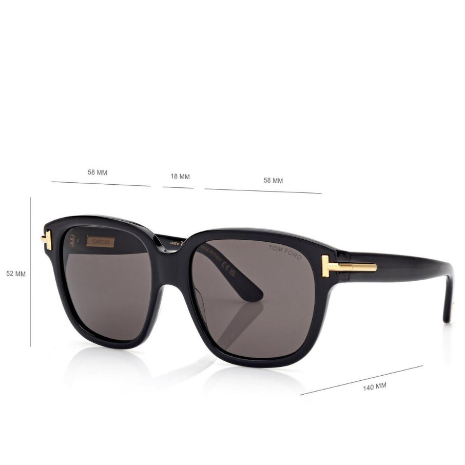Tom Ford Women Square Frame Pitch Black Sunglasses