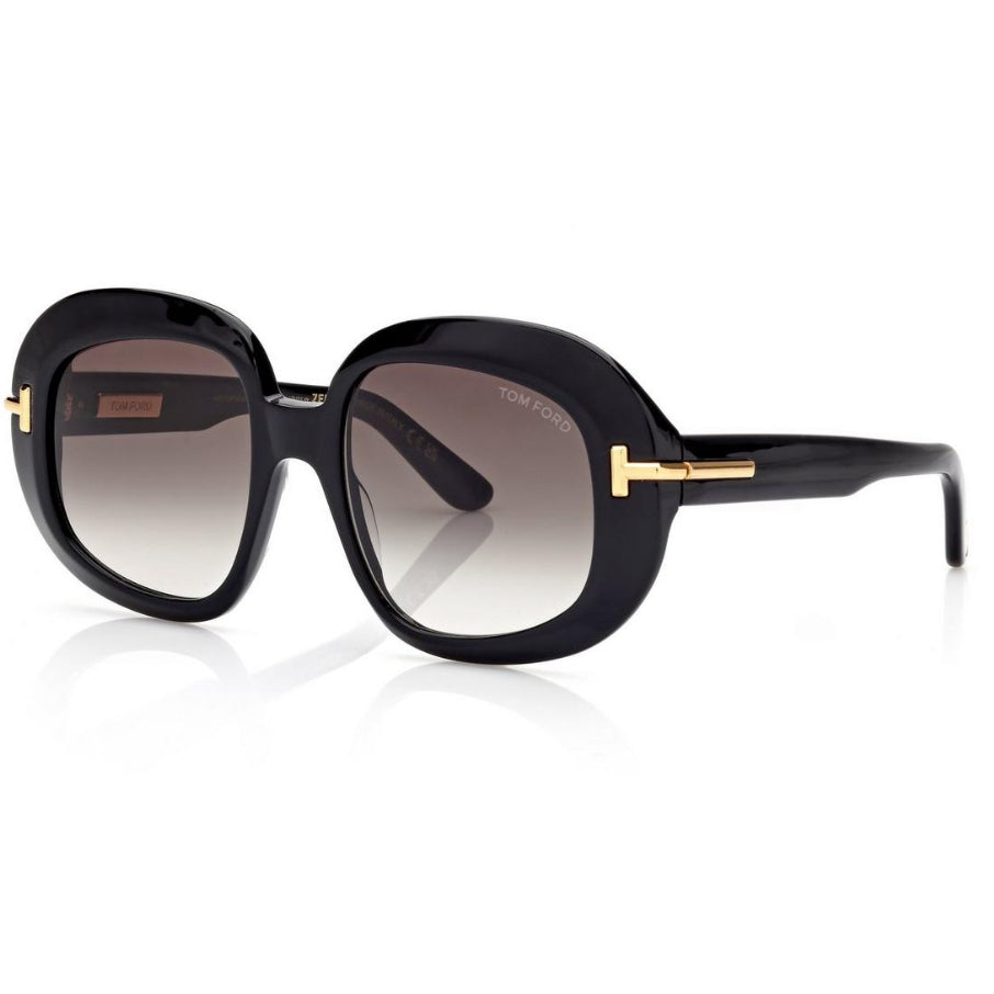 Tom Ford Women Round Frame Espresso Black Sunglasses