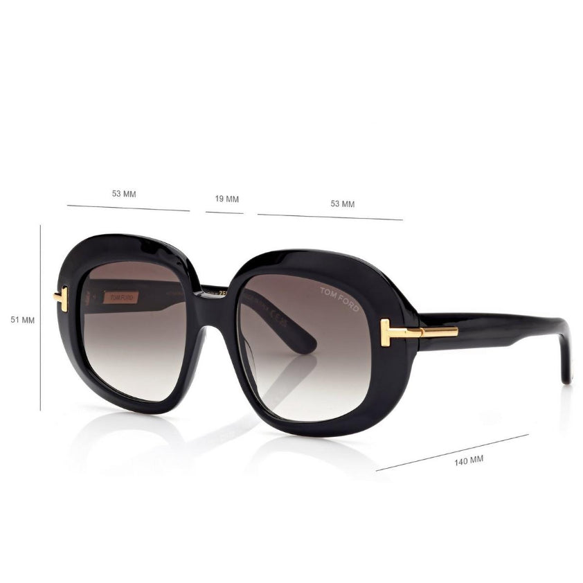 Tom Ford Women Round Frame Espresso Black Sunglasses