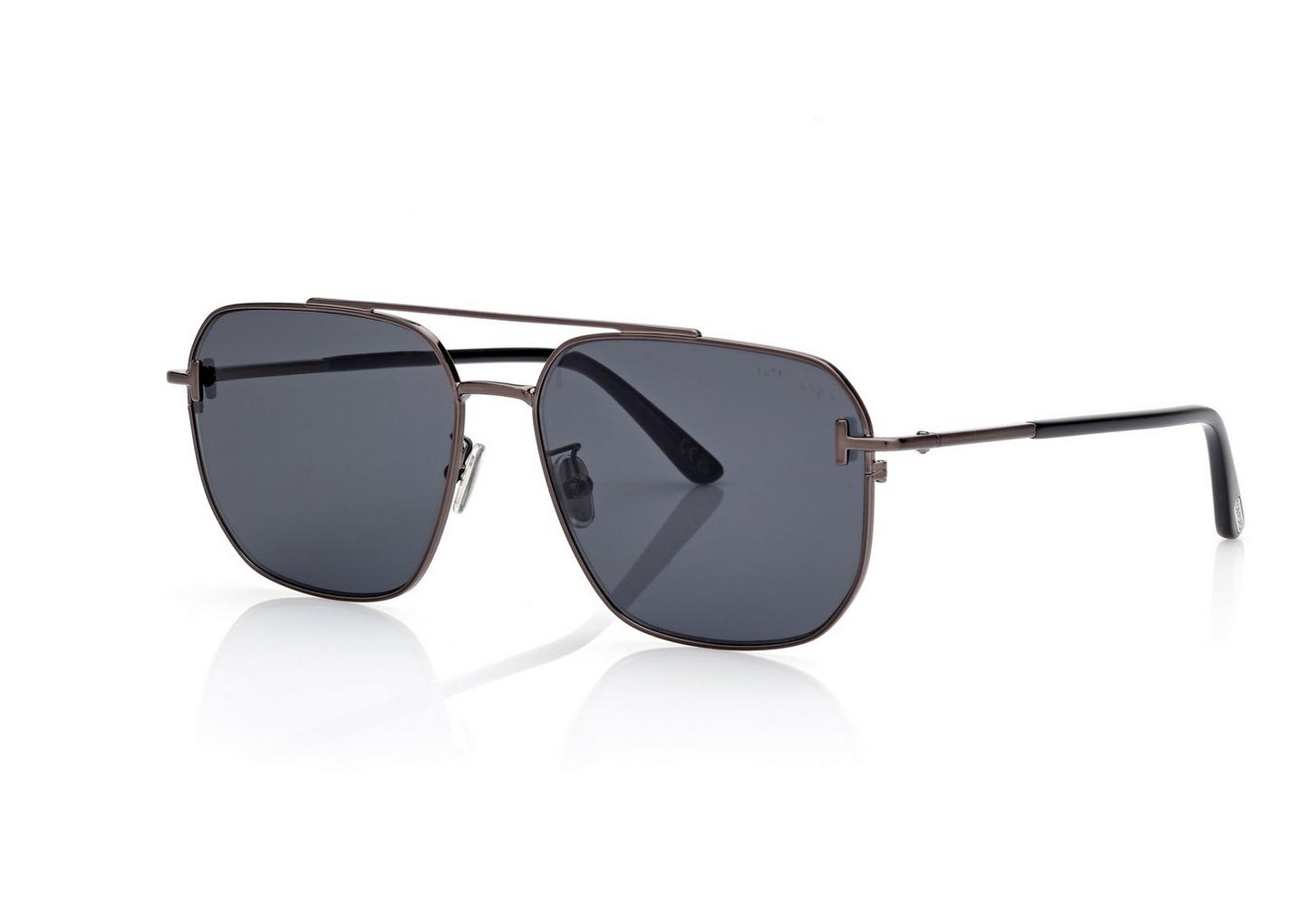 Tom Ford Men Navigator Frame Shiny Gunmetal Sunglasses