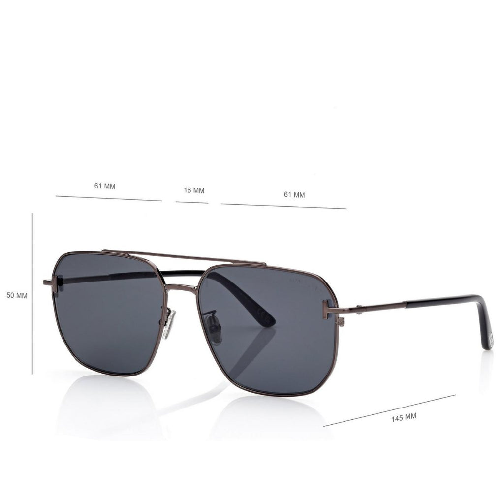 Tom Ford Men Navigator Frame Shiny Gunmetal Sunglasses