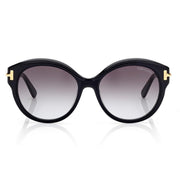 Tom Ford Women Round Frame Metallic Black Sunglasses