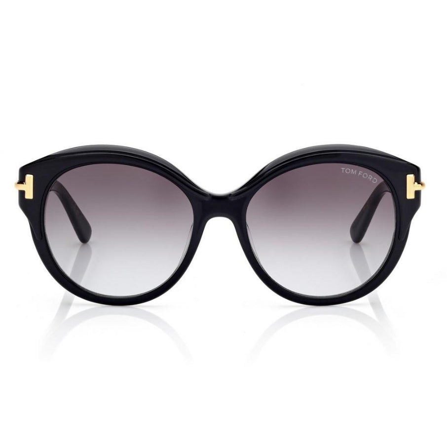 Tom Ford Women Round Frame Metallic Black Sunglasses