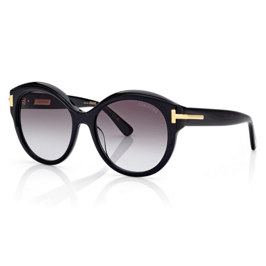 Tom Ford Women Round Frame Metallic Black Sunglasses