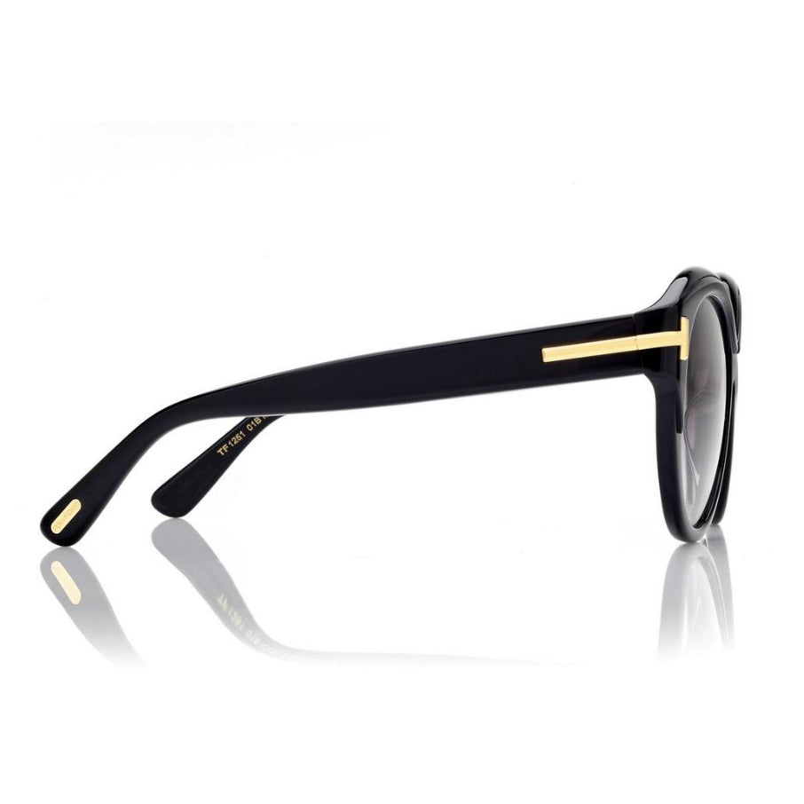 Tom Ford Women Round Frame Metallic Black Sunglasses
