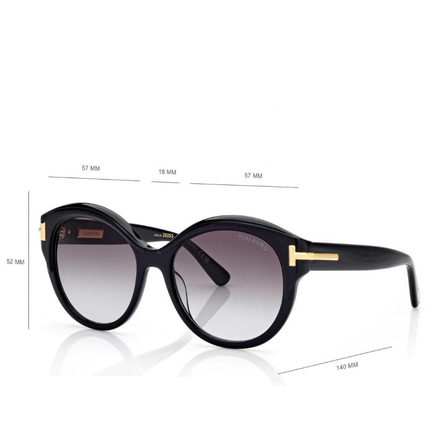 Tom Ford Women Round Frame Metallic Black Sunglasses
