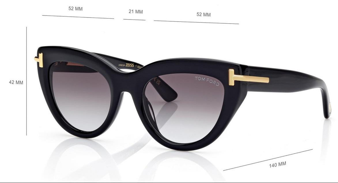 Tom Ford Women Cat-Eye Frame Shiny Black Sunglasses