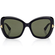 Tom Ford Women Butterfly Frame Shiny Black Sunglasses