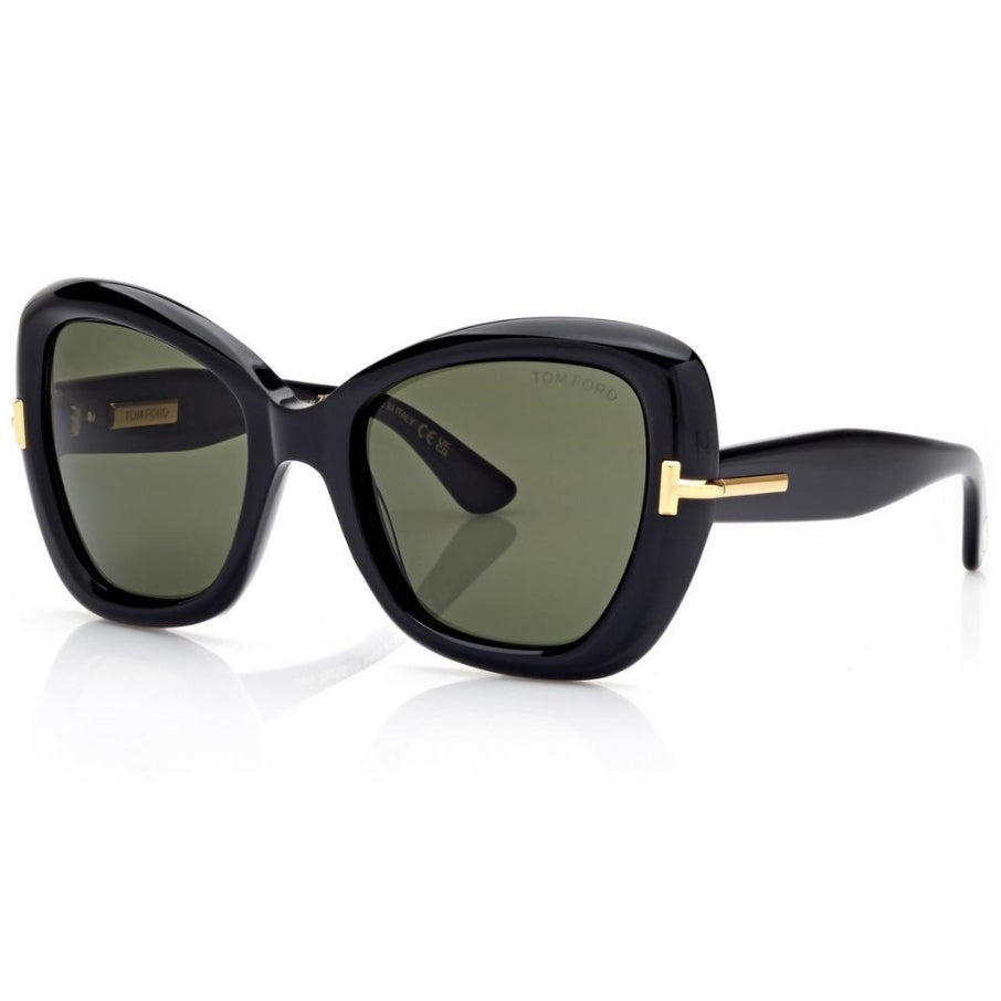 Tom Ford Women Butterfly Frame Shiny Black Sunglasses