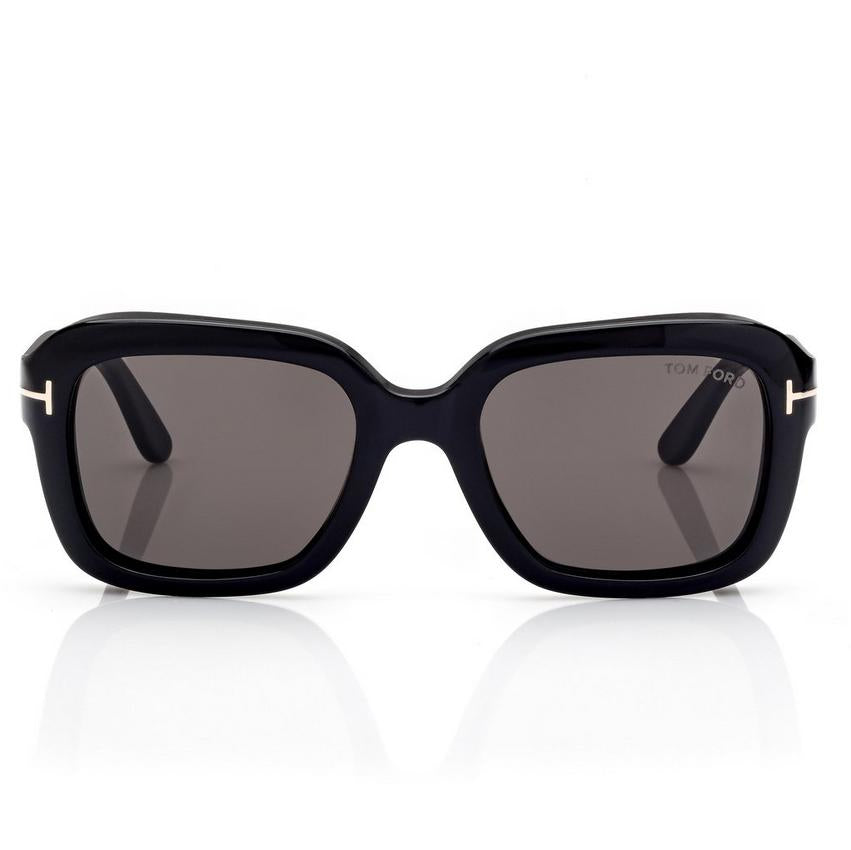 Tom Ford Women Square Frame Metallic Black Sunglasses
