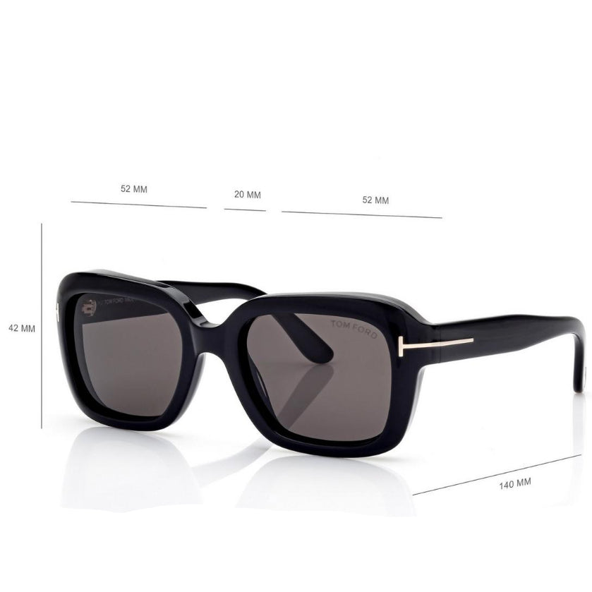 Tom Ford Women Square Frame Metallic Black Sunglasses