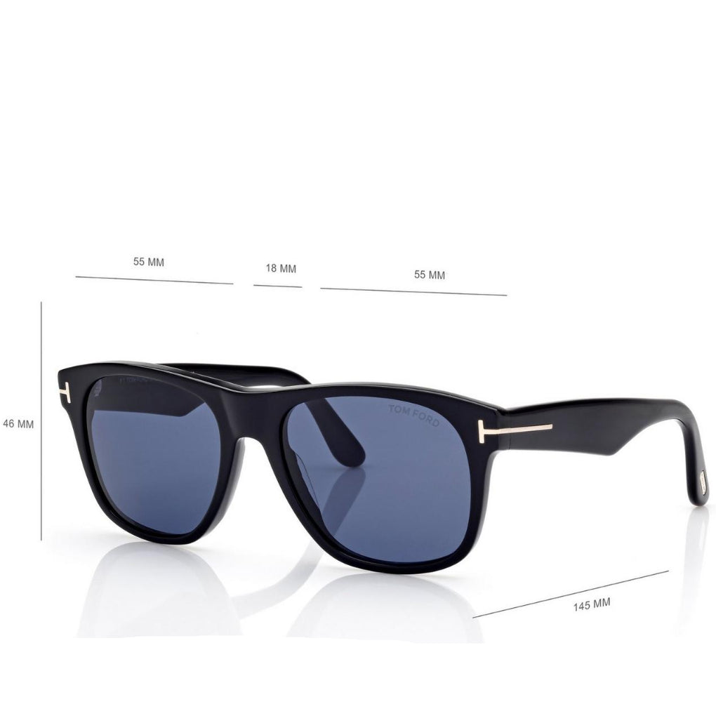Tom Ford Men Round Square Frame Shiny Black Sunglasse