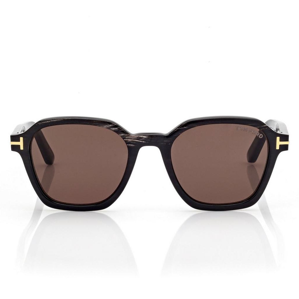 Tom Ford Men Geometric Frame Black Horn Sunglasse
