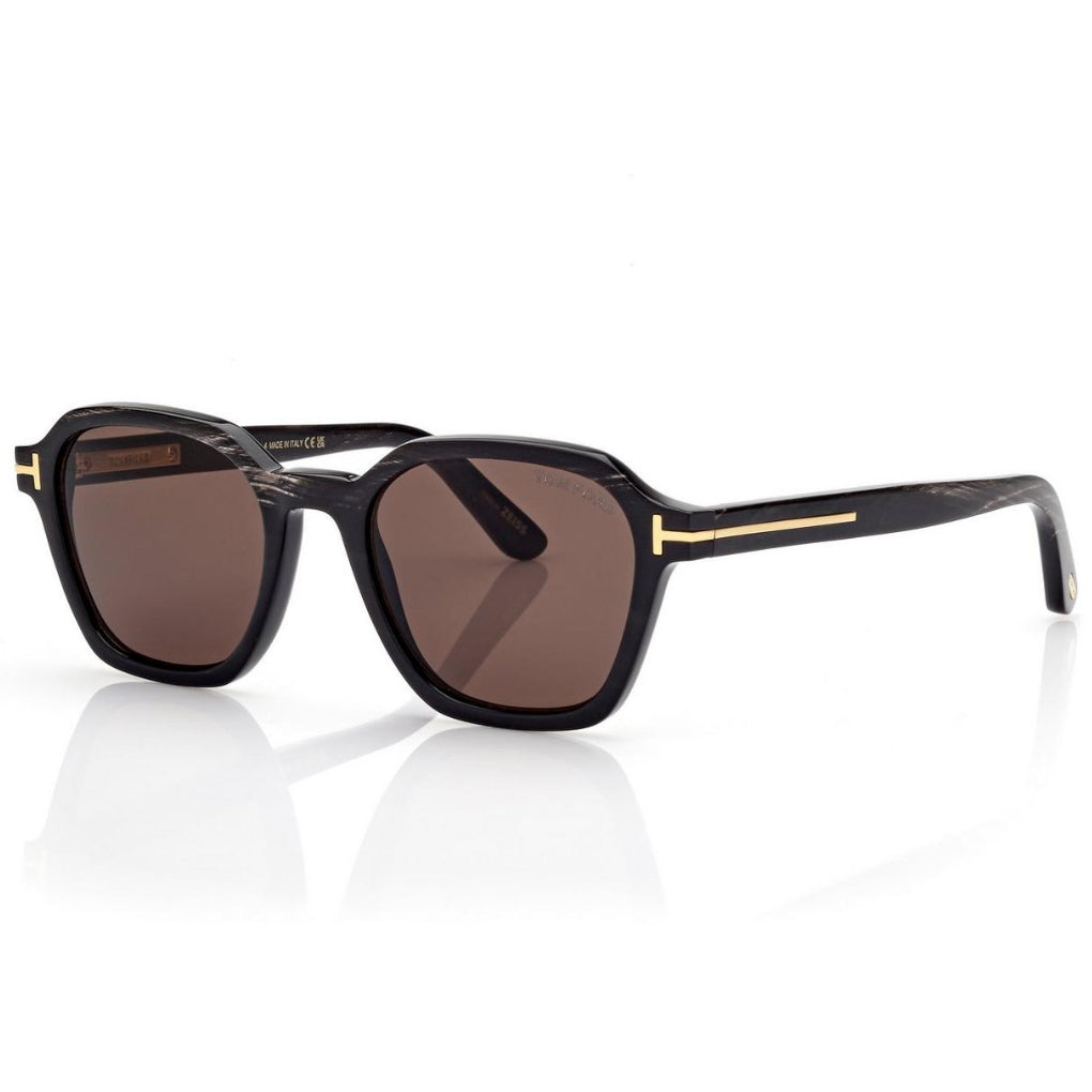 Tom Ford Men Geometric Frame Black Horn Sunglasse