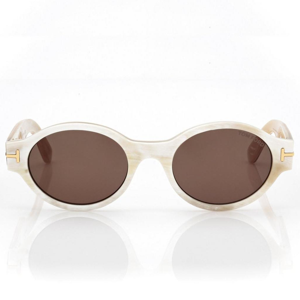 Tom Ford Men Round Frame Coloured Horn Sunglasse