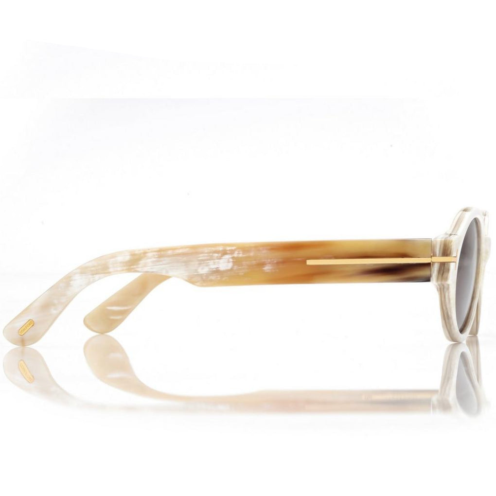 Tom Ford Men Round Frame Coloured Horn Sunglasse